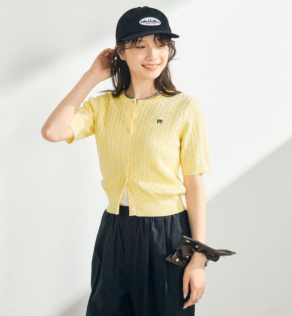 fredy emue「【毎年大人気！/完売必須】FR刺しゅうケーブル柄半袖カーディガン」|カーディガン|