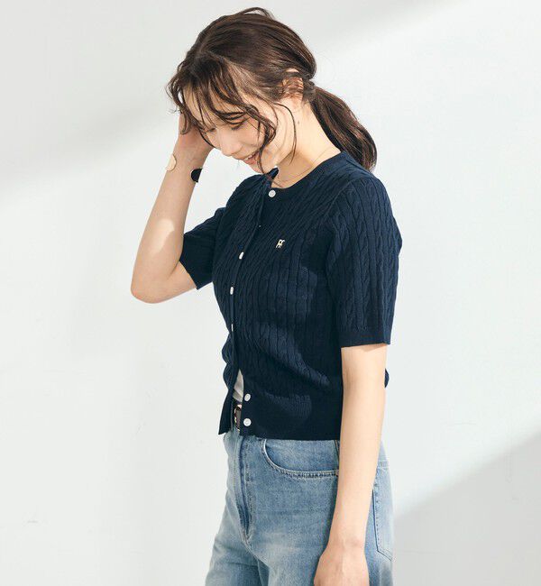 fredy emue「【毎年大人気！/完売必須】FR刺しゅうケーブル柄半袖カーディガン」|カーディガン|