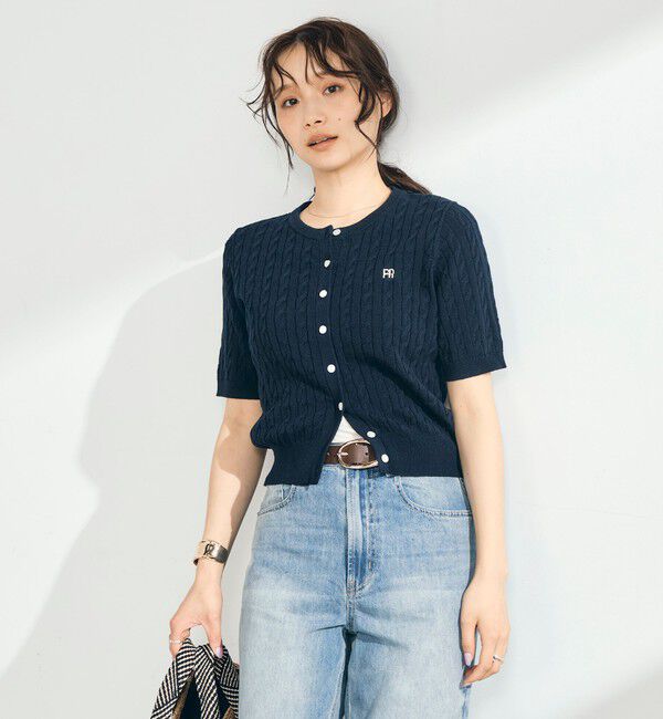 fredy emue「【毎年大人気！/完売必須】FR刺しゅうケーブル柄半袖カーディガン」|カーディガン|