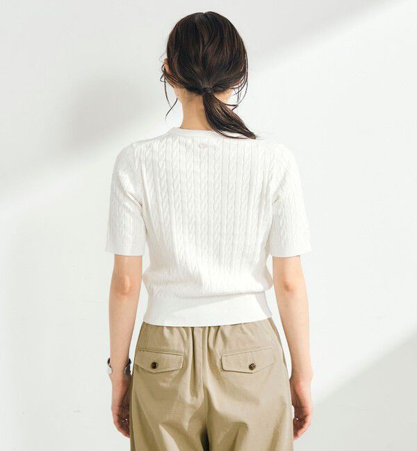 fredy emue「【WEB限定/大人気シリーズ】FR刺しゅうケーブル柄半袖プルオーバーニット」|ニット・セーター|