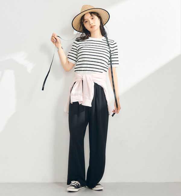 fredy emue「【WEB限定/大人気シリーズ】FR刺しゅうケーブル柄半袖プルオーバーニット」|ニット・セーター|