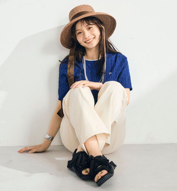 fredy emue「【WEB限定/大人気シリーズ】FR刺しゅうケーブル柄半袖プルオーバーニット」|ニット・セーター|