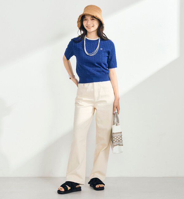 fredy emue「【WEB限定/大人気シリーズ】FR刺しゅうケーブル柄半袖プルオーバーニット」|ニット・セーター|