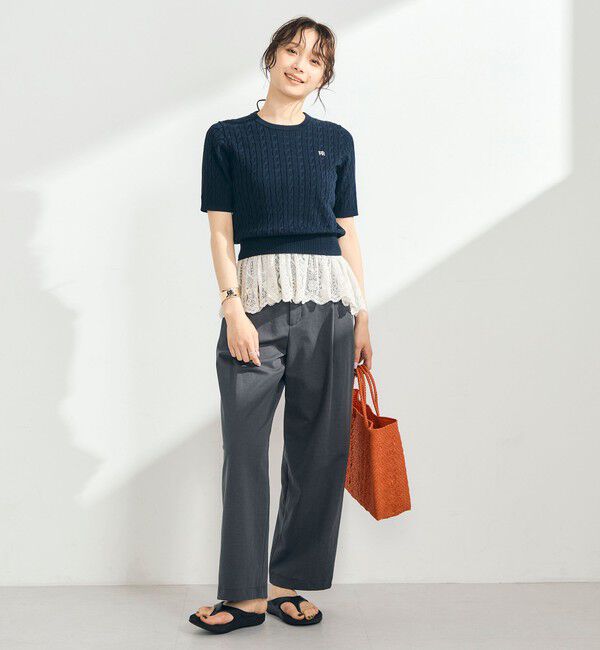 fredy emue「【WEB限定/大人気シリーズ】FR刺しゅうケーブル柄半袖プルオーバーニット」|ニット・セーター|