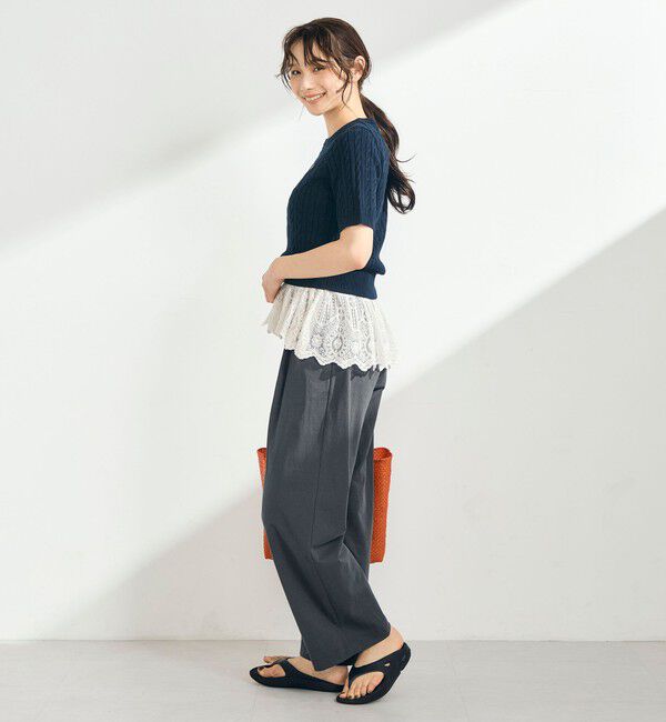 fredy emue「【WEB限定/大人気シリーズ】FR刺しゅうケーブル柄半袖プルオーバーニット」|ニット・セーター|