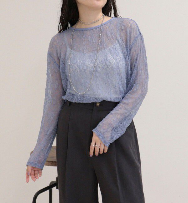 fredy emue「シアーレースロンTシャツ」|Tシャツ・カットソー|グレイッシュブルー