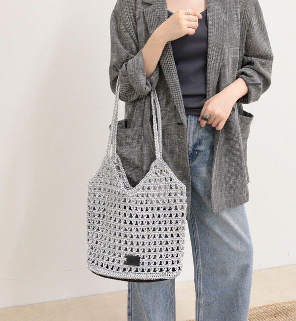 fredy emue「手編みメタリックマクラメトートバッグ」|トートバッグ|シルバー