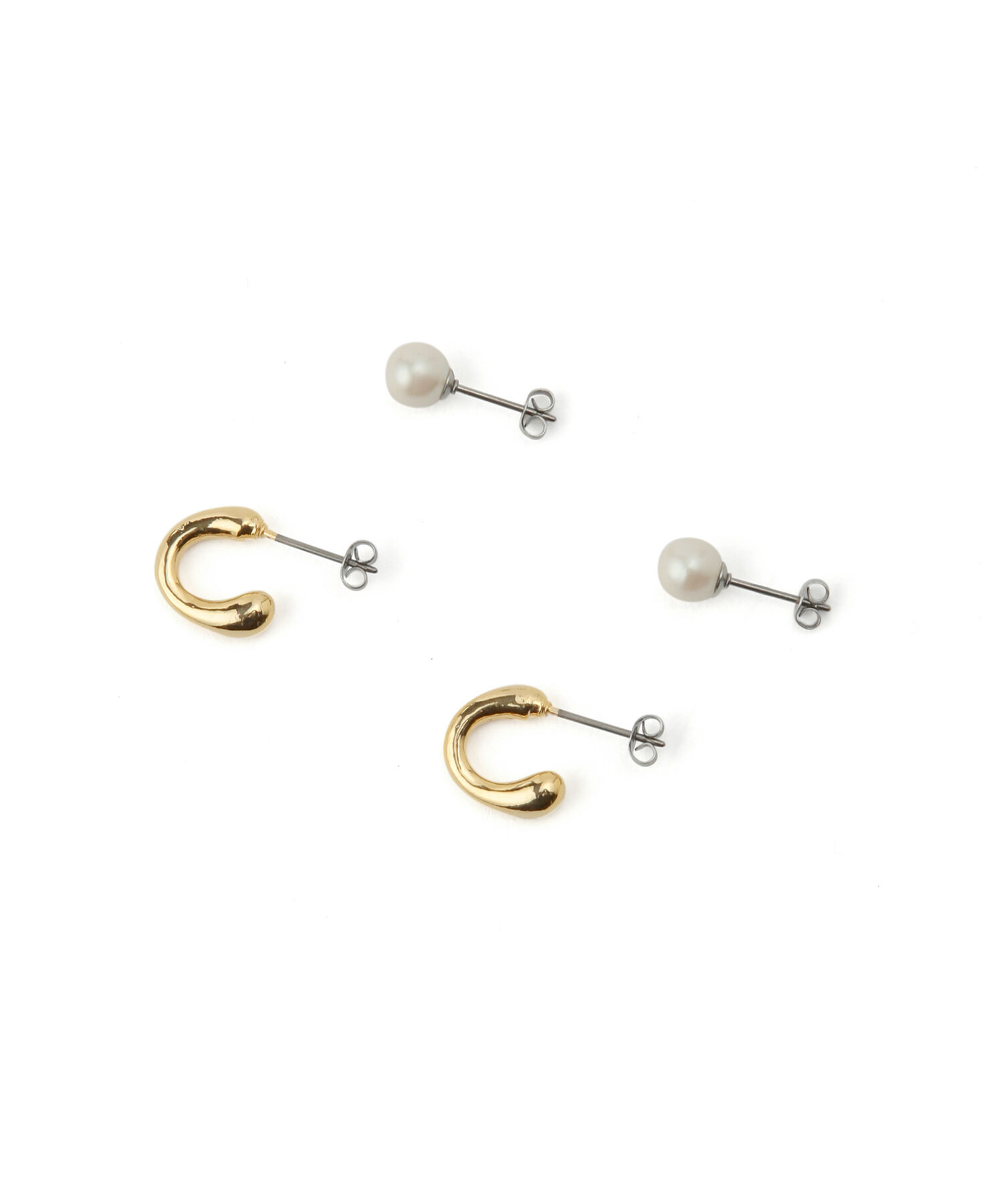 ADAM ET ROPE'「【LES BIJOUX】フープ＆パールセットピアス」|ピアス|