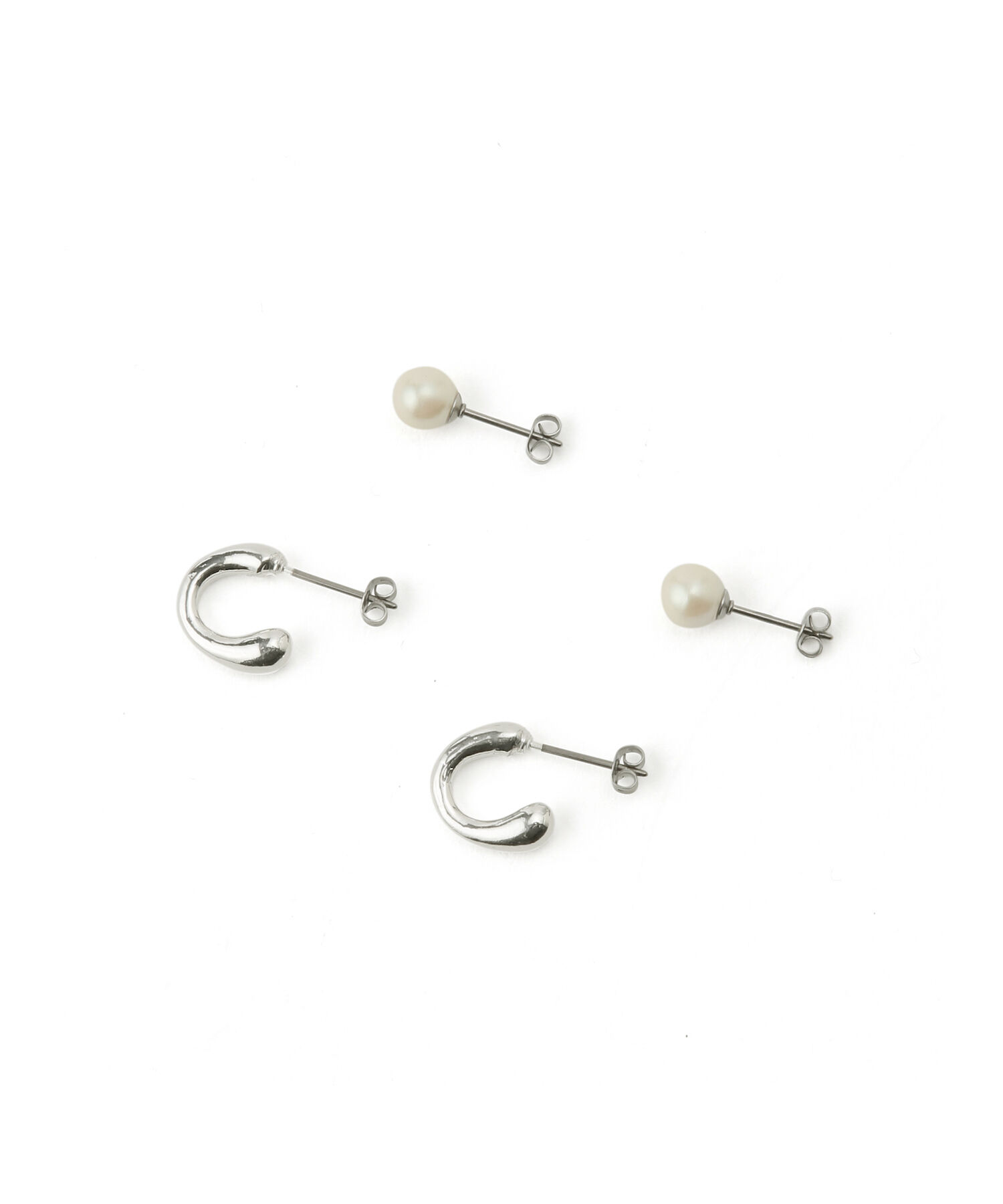 ADAM ET ROPE'「【LES BIJOUX】フープ＆パールセットピアス」|ピアス|