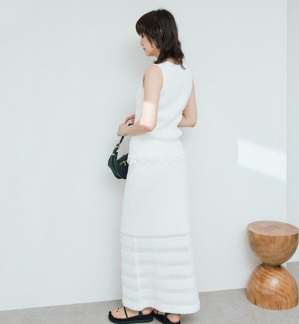  「予約【セットアップ対応可】フリンジボーダーニットスカート」|スカート|