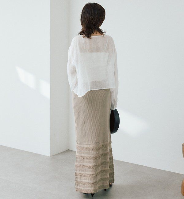  「予約【セットアップ対応可】フリンジボーダーニットスカート」|スカート|