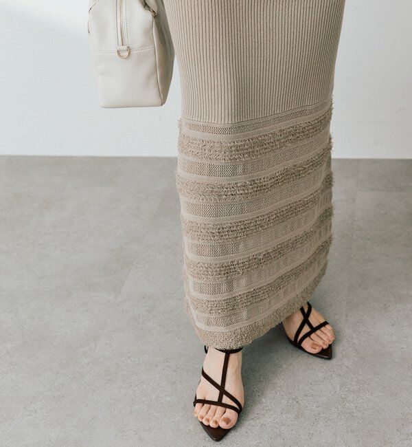  「予約【セットアップ対応可】フリンジボーダーニットスカート」|スカート|