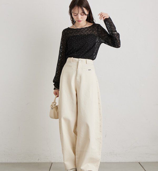  「シャイニーレースロングTシャツ」|Tシャツ・カットソー|