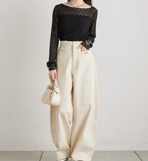  「シャイニーレースロングTシャツ」|Tシャツ・カットソー|