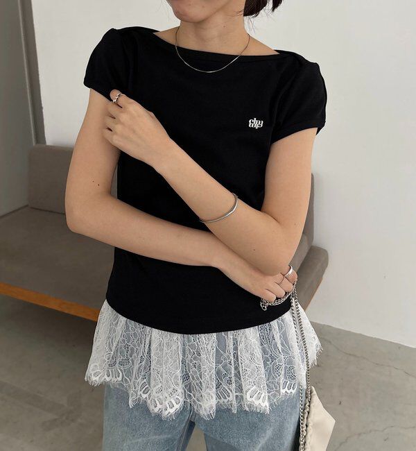  「【Tシャツが苦手な方にも◎】1ポイントボートネックTシャツ」|Tシャツ・カットソー|