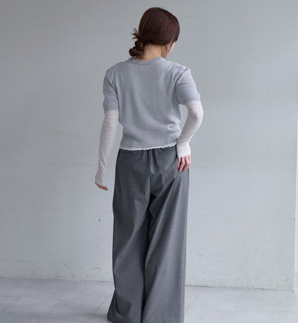  「ペーパーヤーン半袖パフニット」|カーディガン|