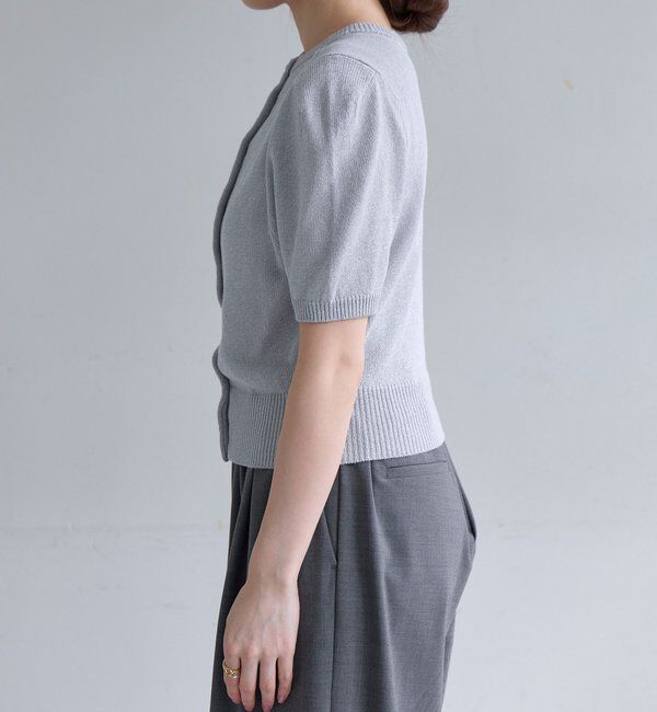  「ペーパーヤーン半袖パフニット」|カーディガン|