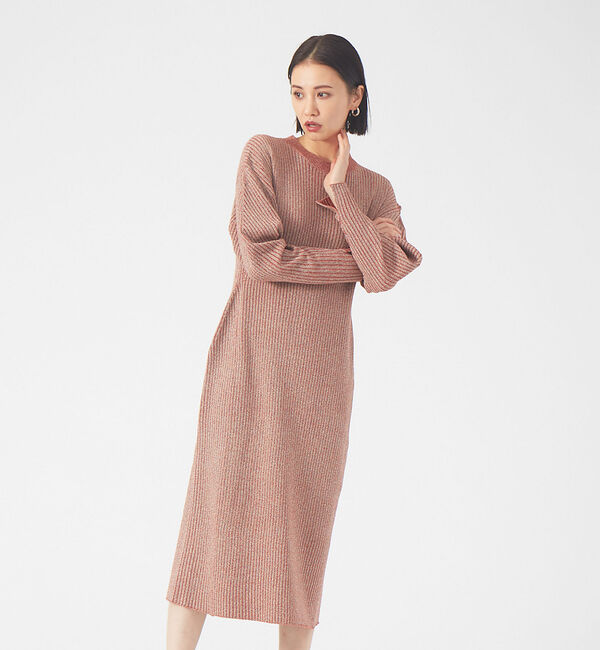 qualite「カラーメランジニットワンピース」|ワンピース|レッド