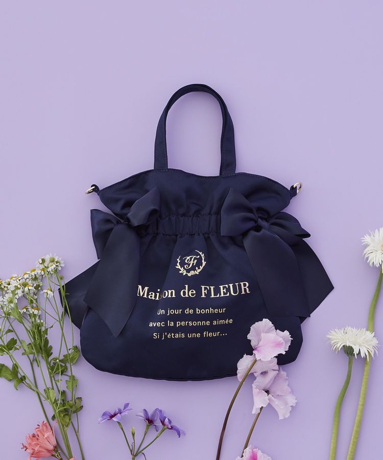 Maison de FLEUR「【2Way】ダブルリボン2Wayトートバッグ」|トートバッグ|ネイビー