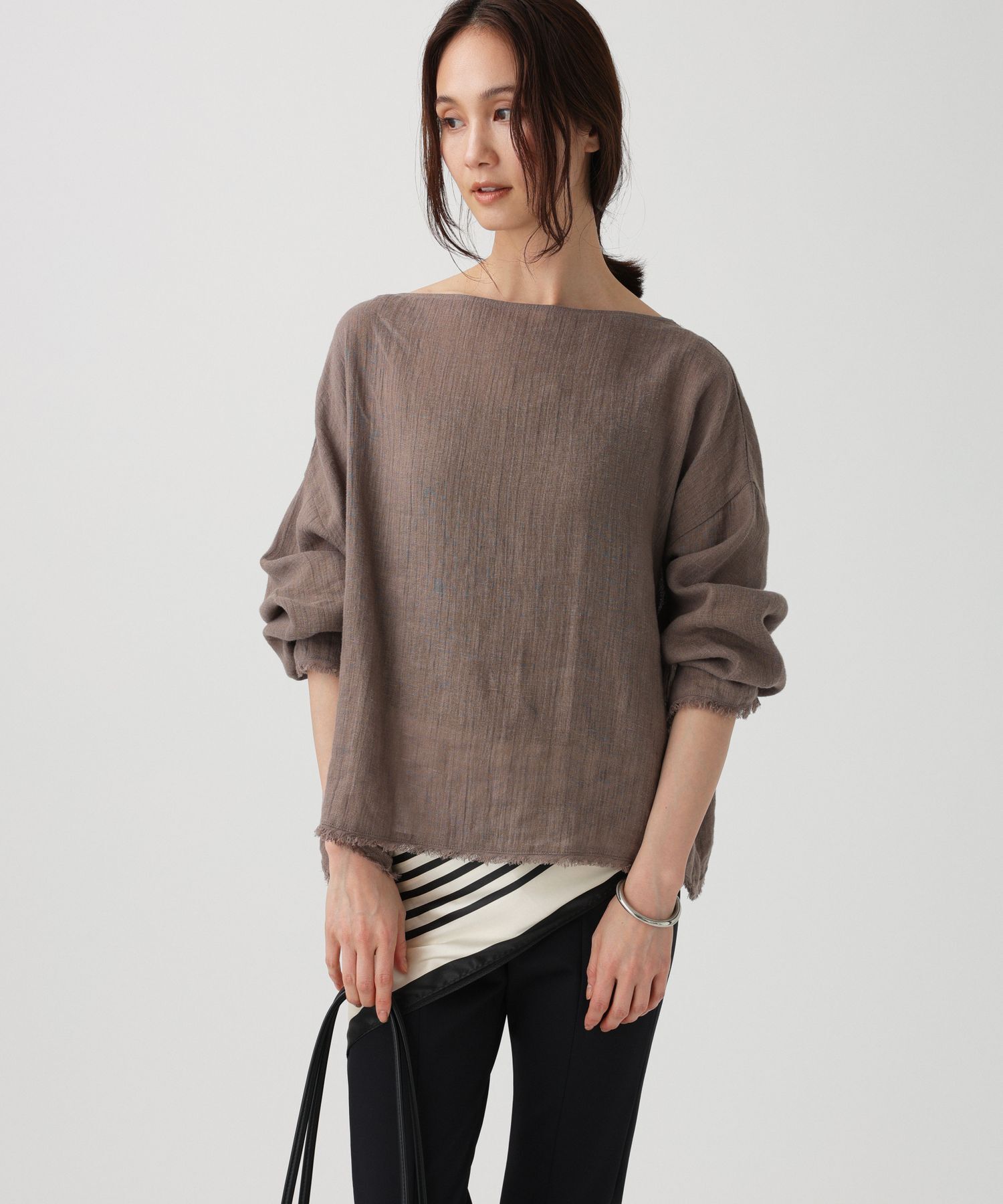 BABYLONE「リネンボートネックブラウス」|シャツ・ブラウス|