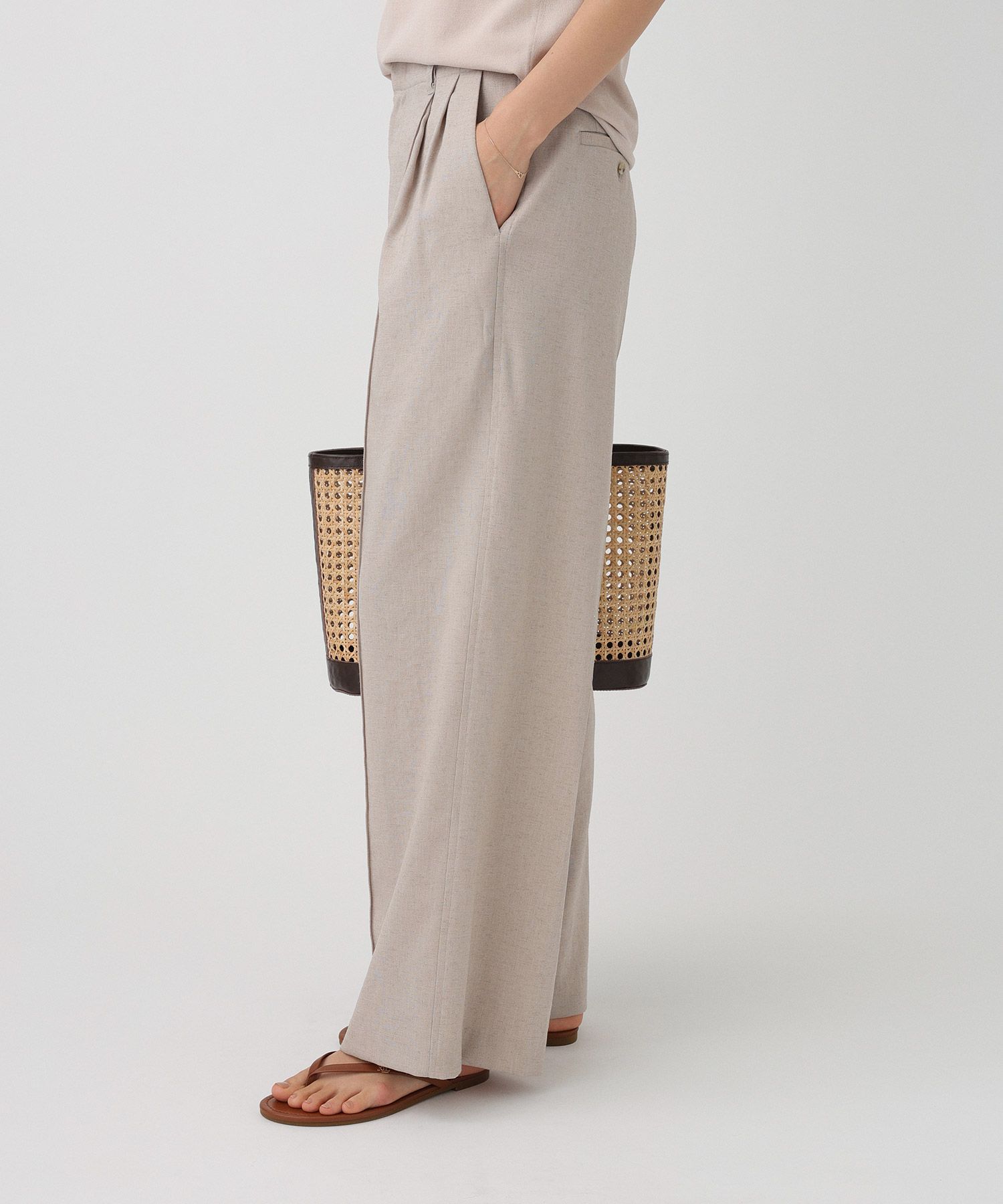 BABYLONE「【多機能素材】リネンライクパンツ」|スラックス|