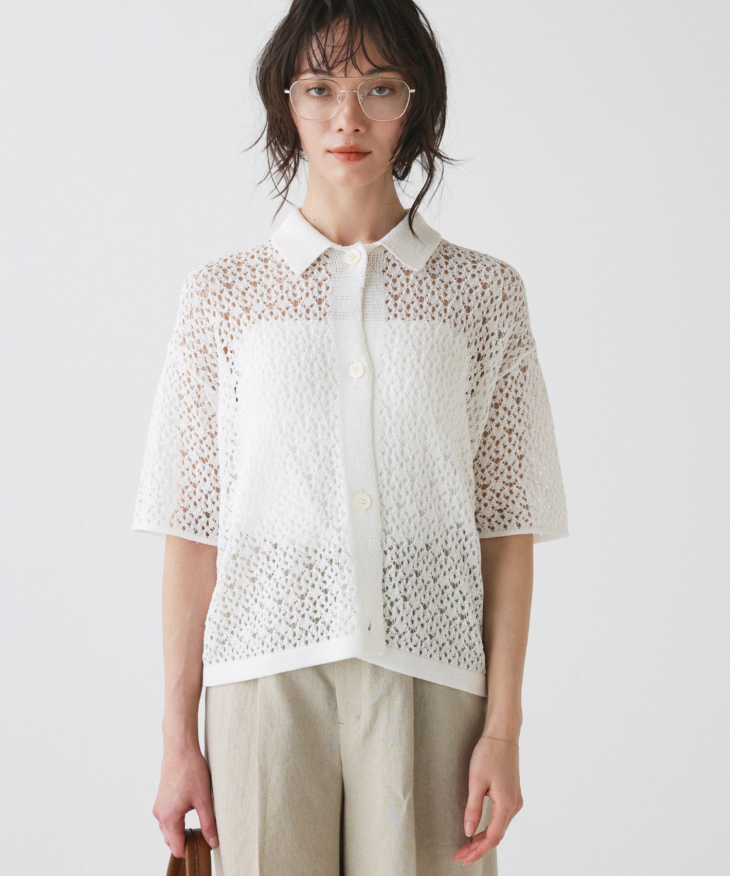 BABYLONE「レースニットポロ」|ポロシャツ|