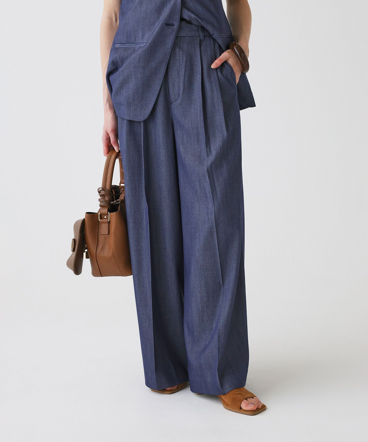 BABYLONE「ソフトレーヨンデニムパンツ」|スラックス|ﾃﾞﾆﾑﾌﾞﾙｰ