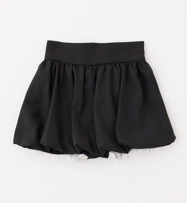  「レース付きバルーンミニスカート」|スカート|ブラック