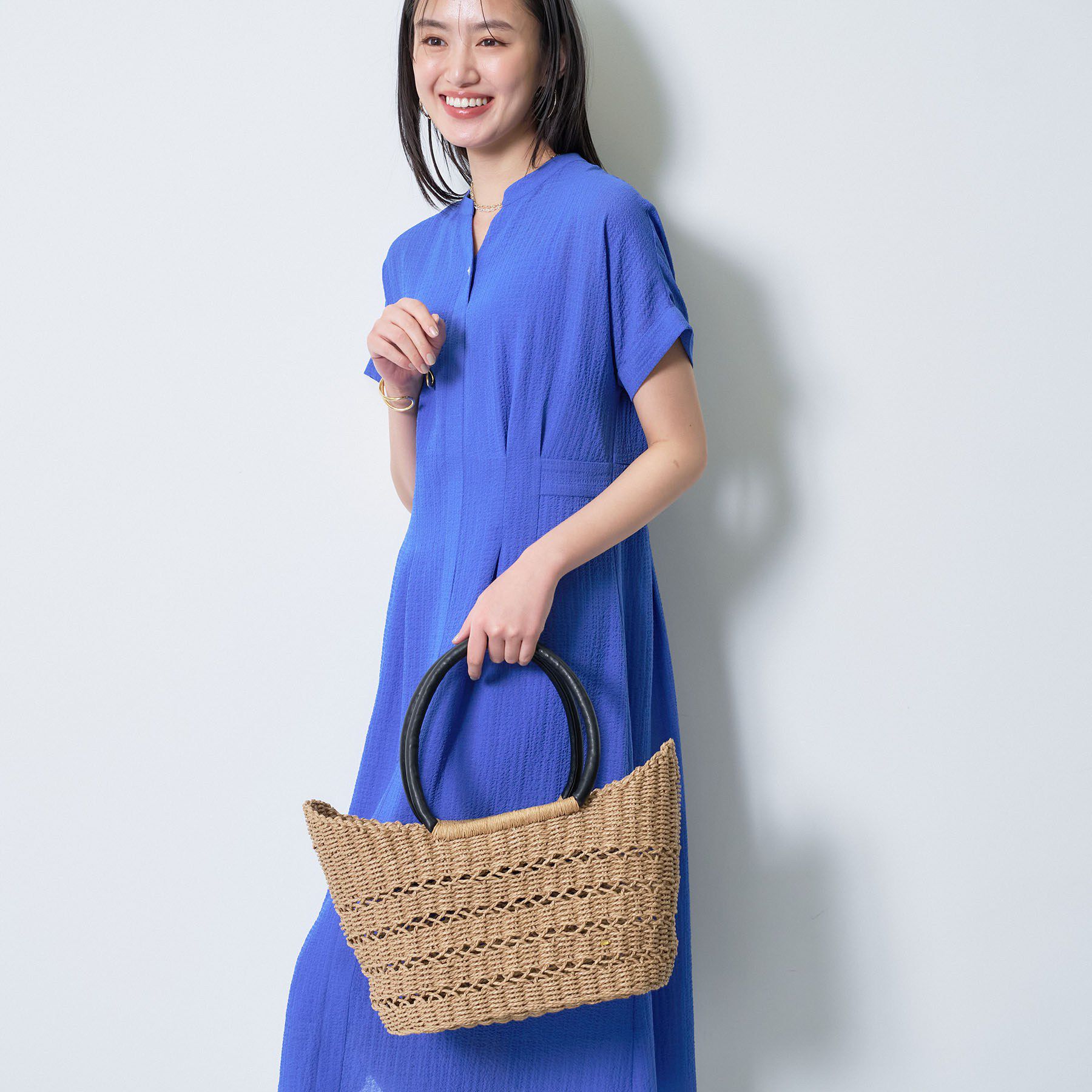 INDIVI「【透かし編み】ペーパーヤーン バスケットバッグ」|トートバッグ|