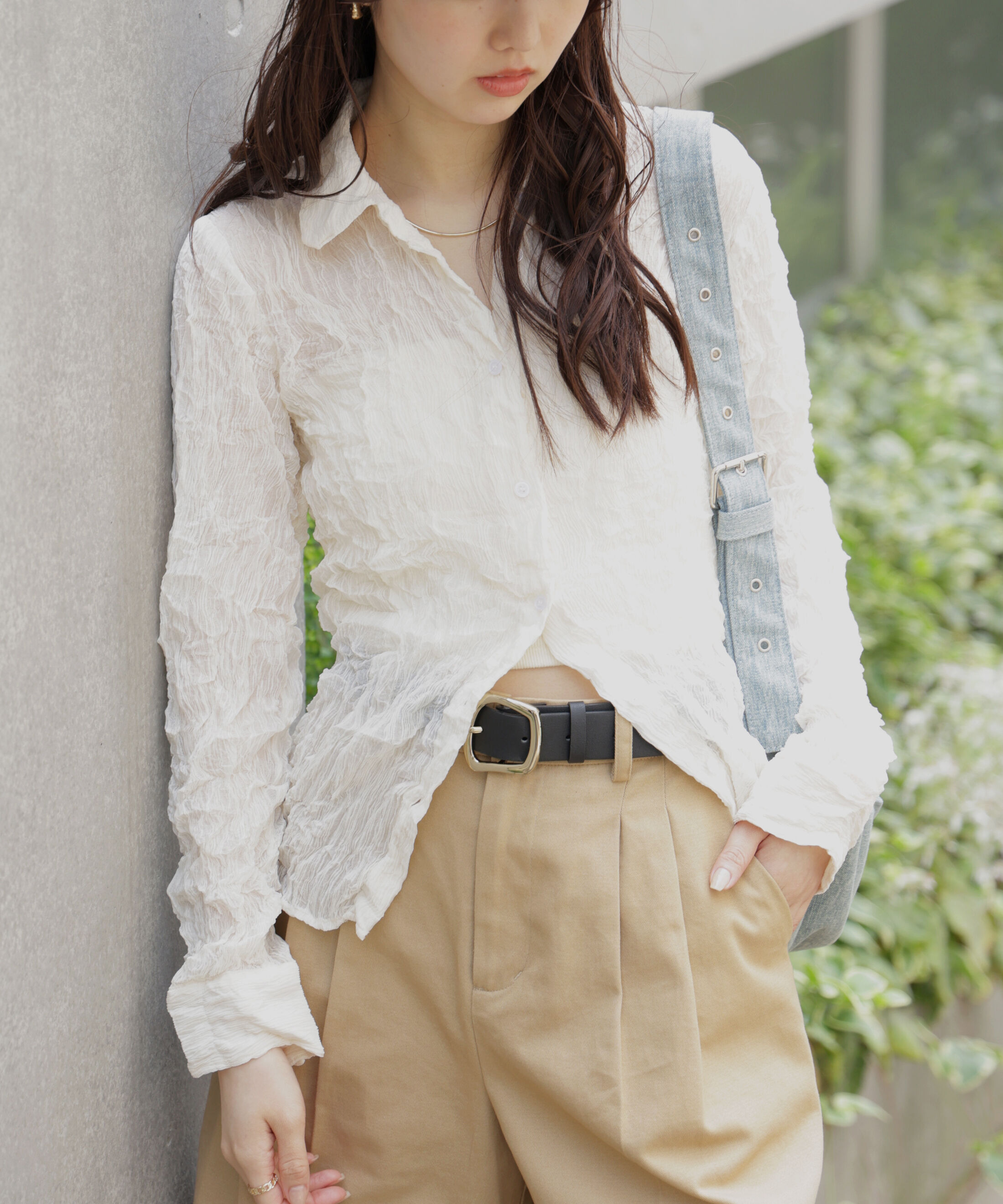  「シアースリムシャツ」|シャツ・ブラウス|ホワイト