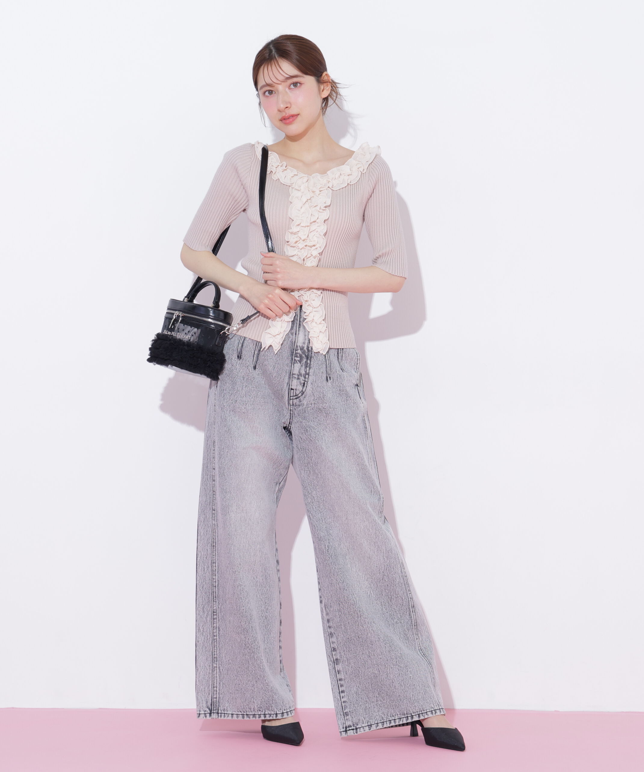  「フリルトリムニット半袖」|ニット・セーター|