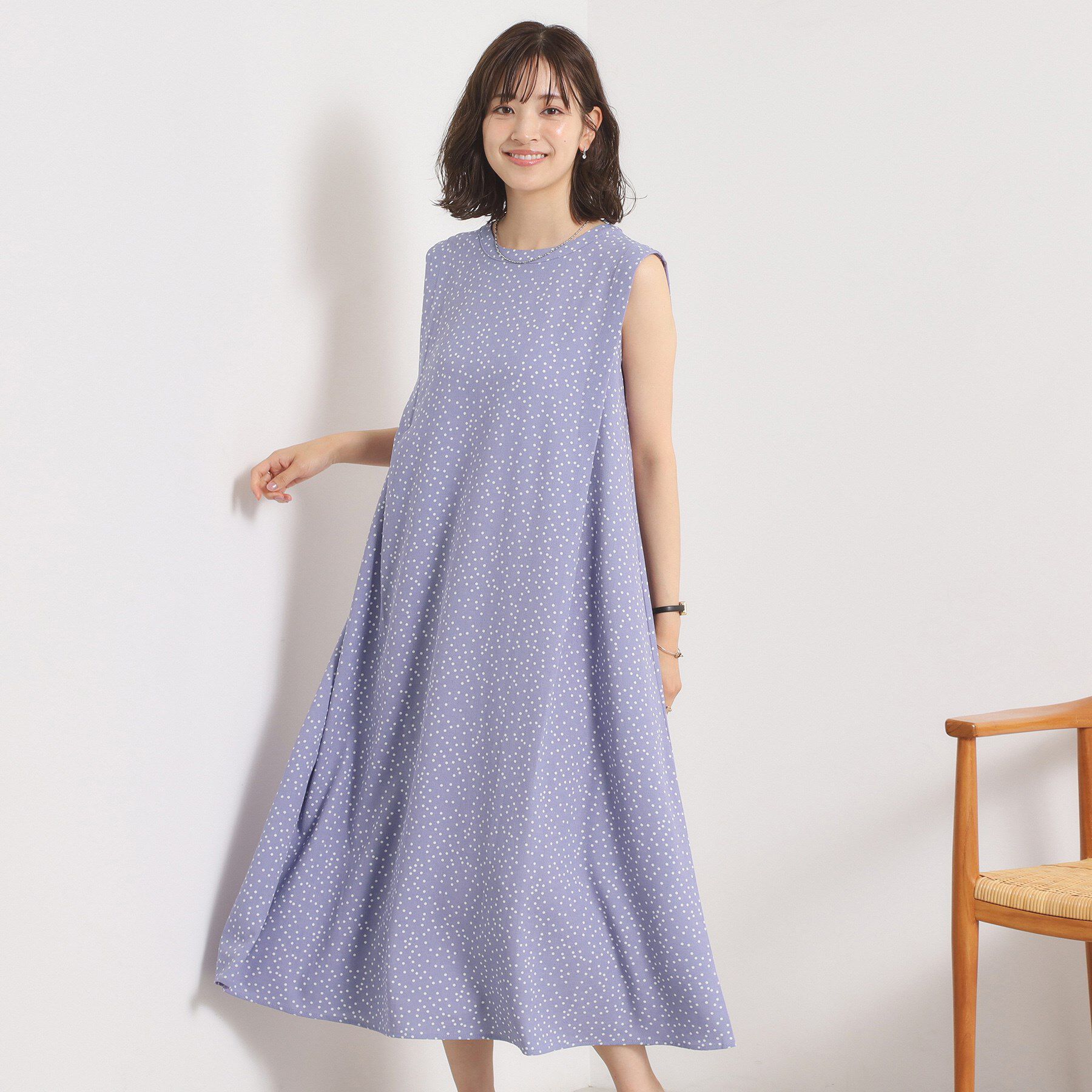 ITS&rsquo;DEMO「【UVカット／速乾／冷感／洗濯機OK／洗濯後しわになりにくい】麻調ストレッチ肩タックワンピース＜ラク」|ワンピース|