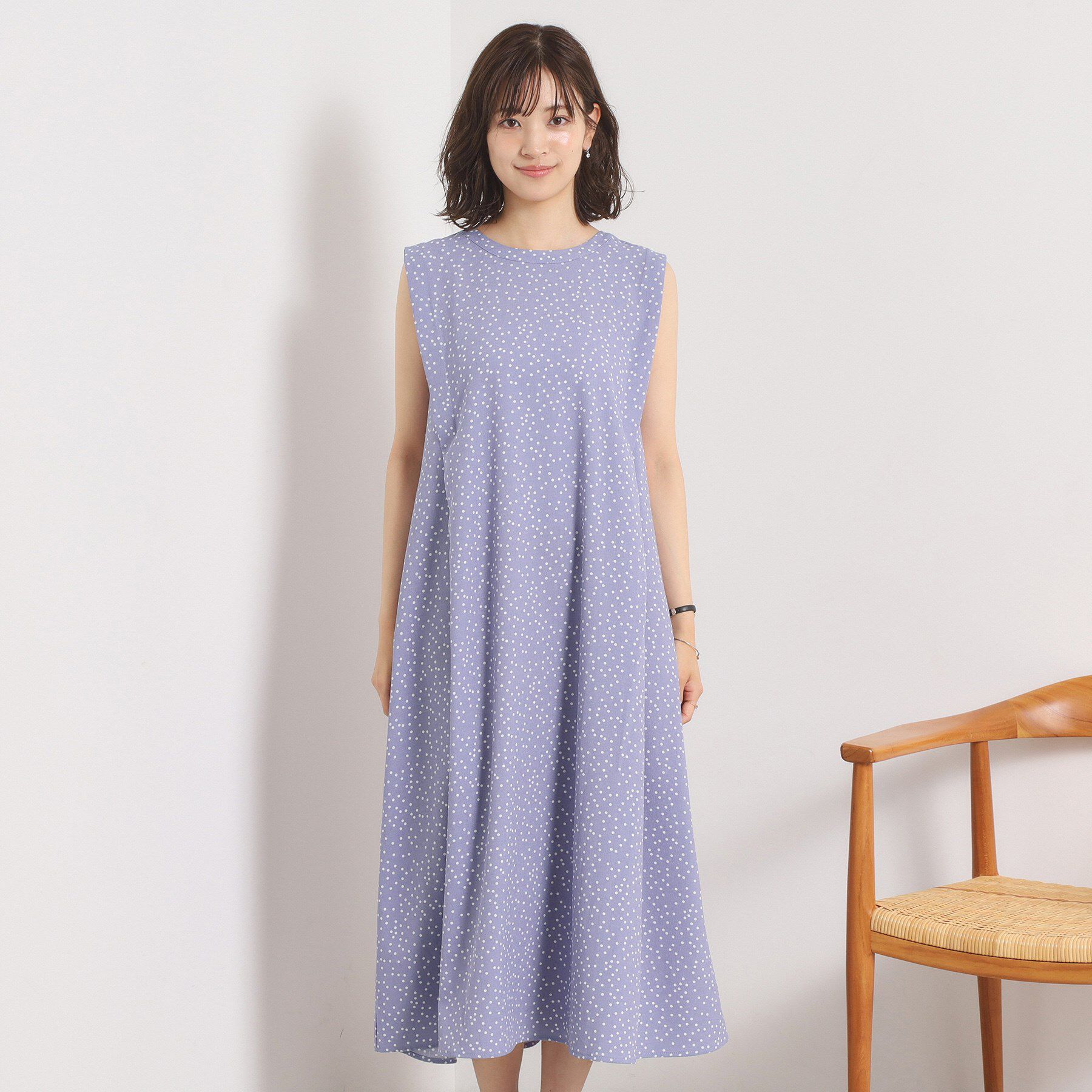 ITS&rsquo;DEMO「【UVカット／速乾／冷感／洗濯機OK／洗濯後しわになりにくい】麻調ストレッチ肩タックワンピース＜ラク」|ワンピース|