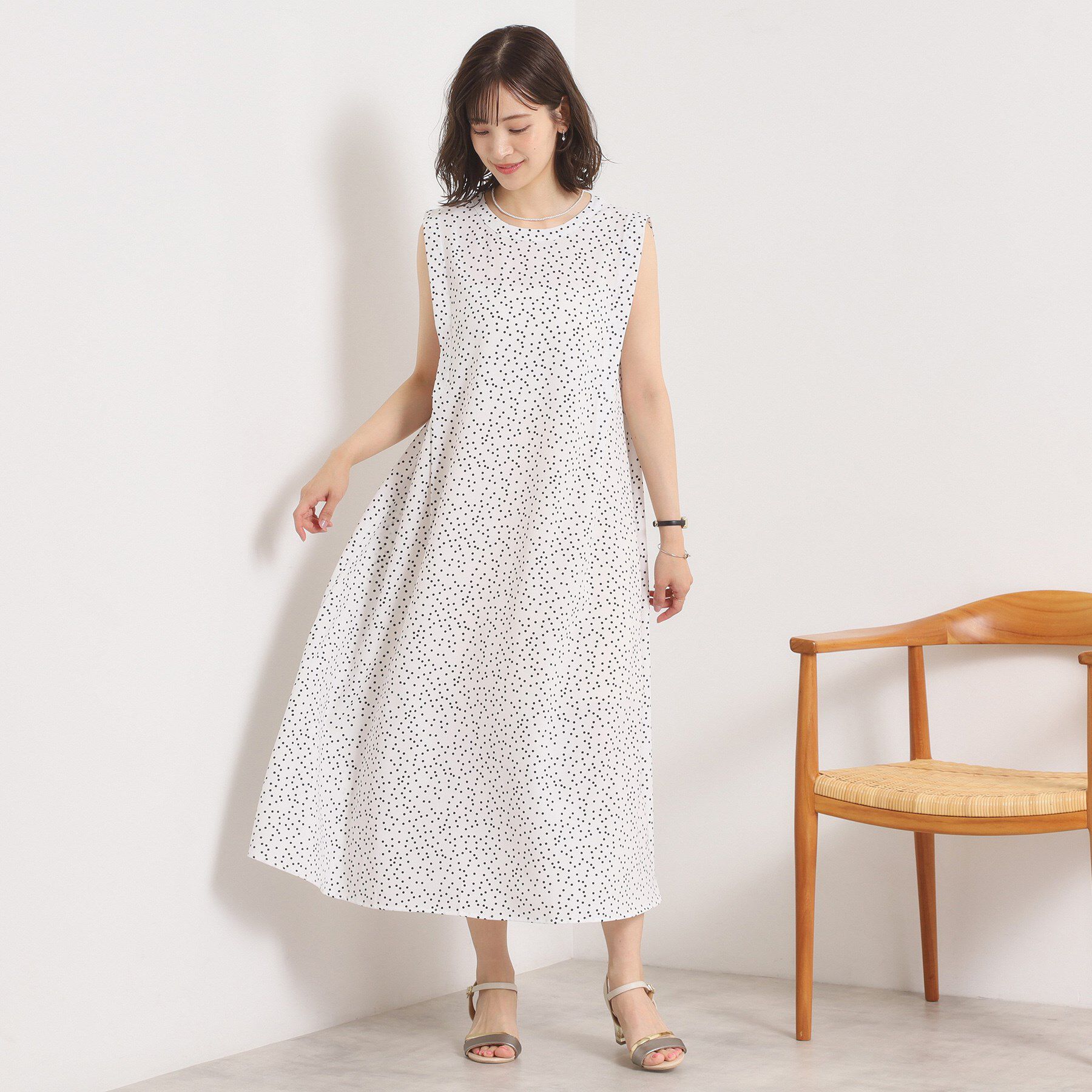 ITS&rsquo;DEMO「【UVカット／速乾／冷感／洗濯機OK／洗濯後しわになりにくい】麻調ストレッチ肩タックワンピース＜ラク」|ワンピース|