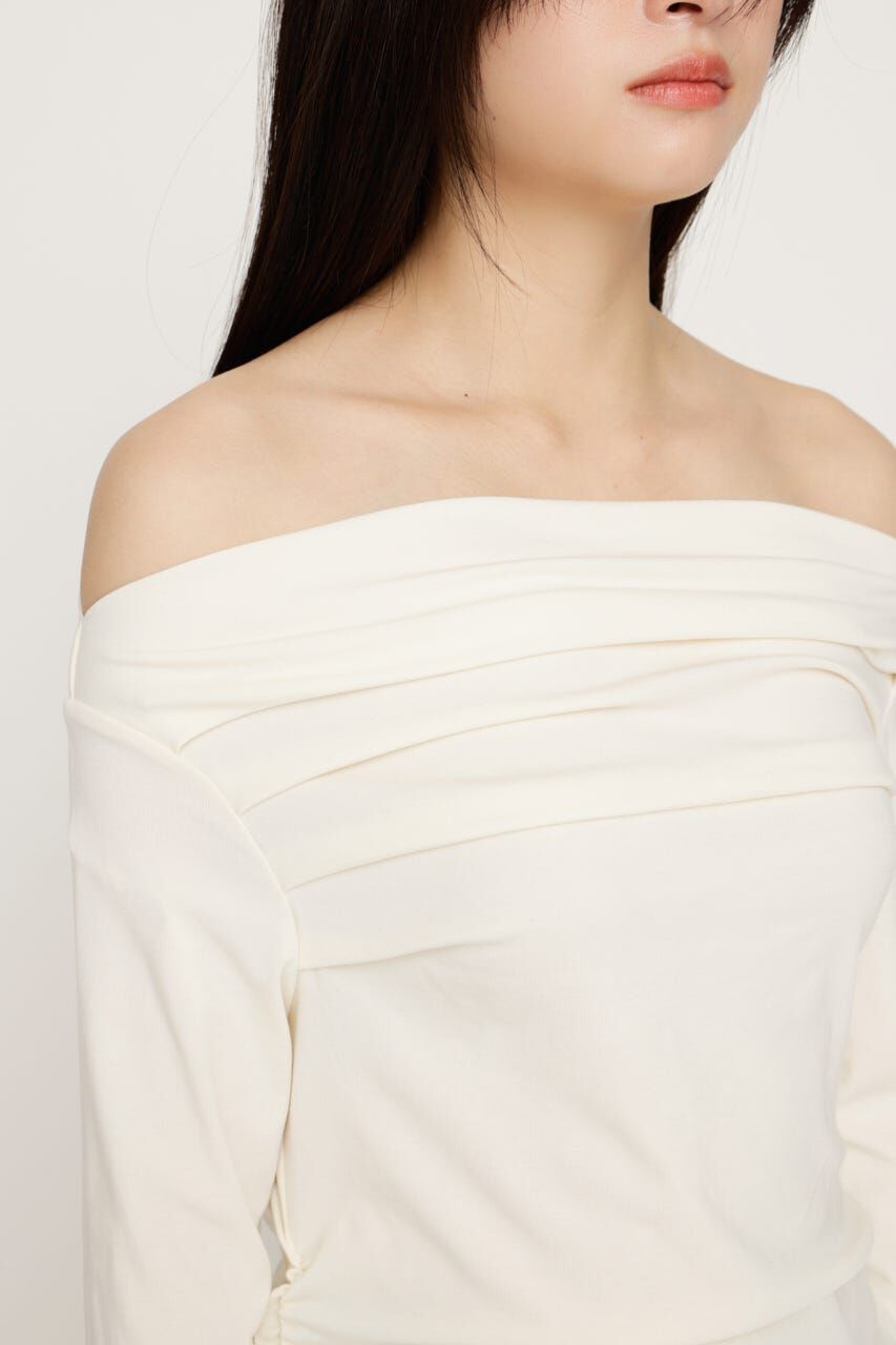 SLY「OFF SHOULDER TUCK トップス」|Tシャツ・カットソー|