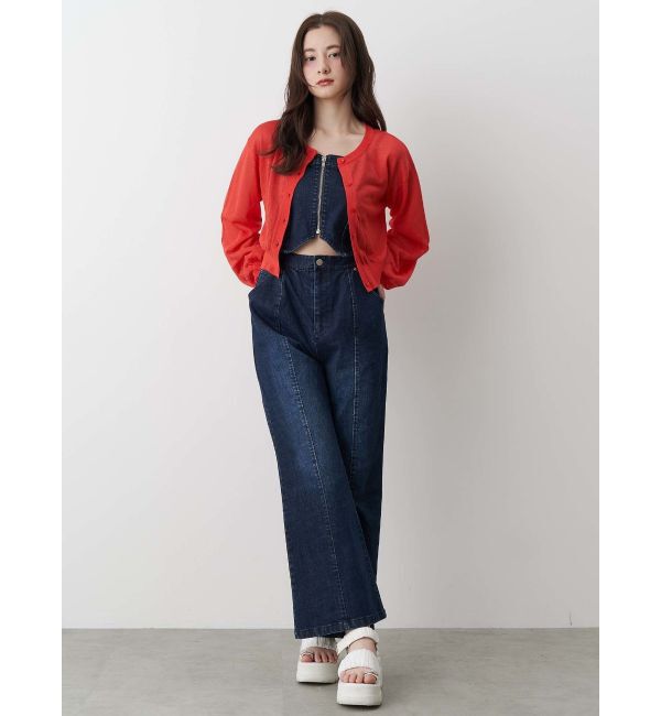 CALNAMUR「BACK RIBBON DENIM ALL IN ONE/バックリボンデニムオールインワン」|ワンピース|