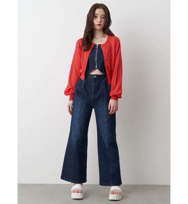 CALNAMUR「BACK RIBBON DENIM ALL IN ONE/バックリボンデニムオールインワン」|ワンピース|