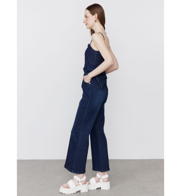 CALNAMUR「BACK RIBBON DENIM ALL IN ONE/バックリボンデニムオールインワン」|ワンピース|