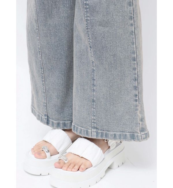 CALNAMUR「BACK RIBBON DENIM ALL IN ONE/バックリボンデニムオールインワン」|ワンピース|