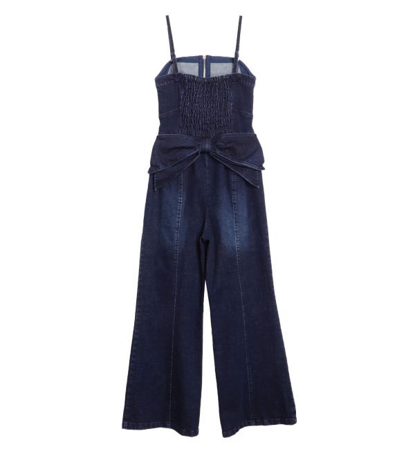 CALNAMUR「BACK RIBBON DENIM ALL IN ONE/バックリボンデニムオールインワン」|ワンピース|