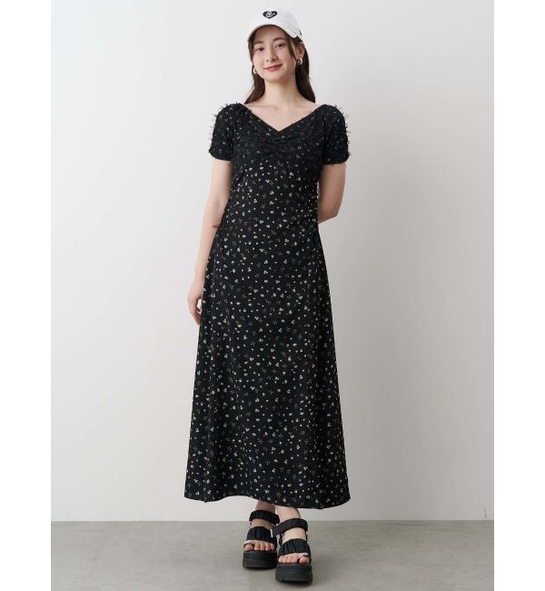 CALNAMUR「TULLE LAYERED FLOWER OP/チュールレイヤードフラワーワンピース」|ワンピース|