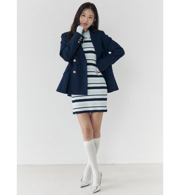 CALNAMUR「マルチボーダーポロニットワンピース」|ワンピース|