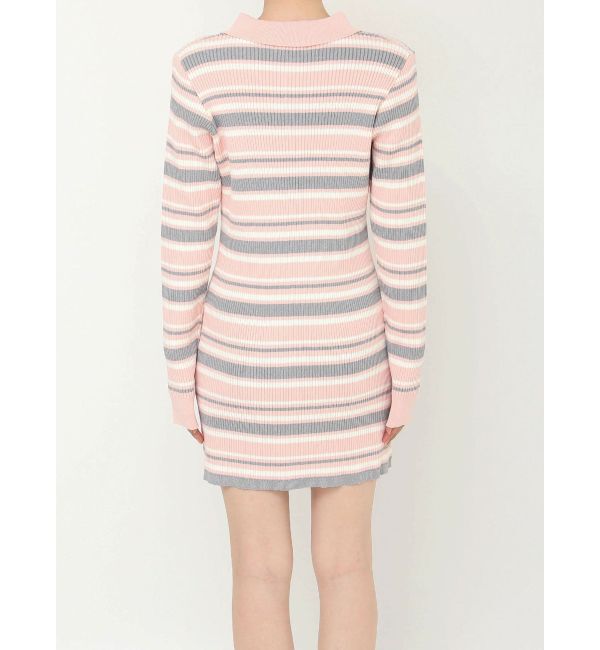CALNAMUR「マルチボーダーポロニットワンピース」|ワンピース|