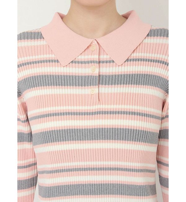 CALNAMUR「マルチボーダーポロニットワンピース」|ワンピース|