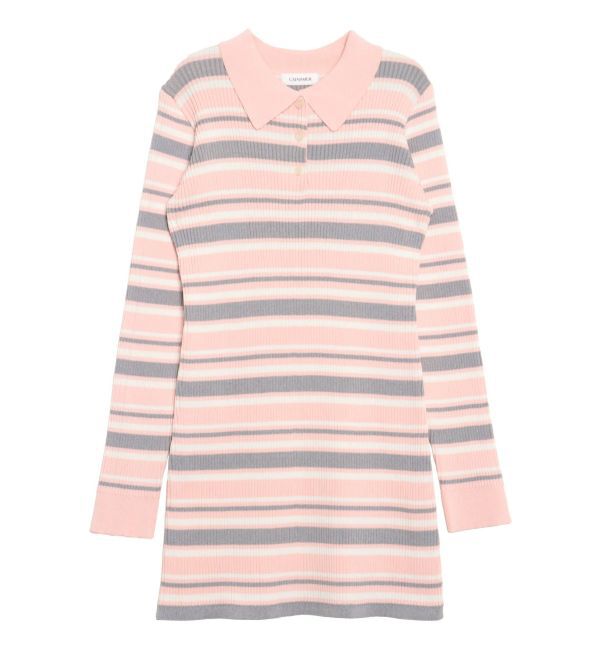 CALNAMUR「マルチボーダーポロニットワンピース」|ワンピース|