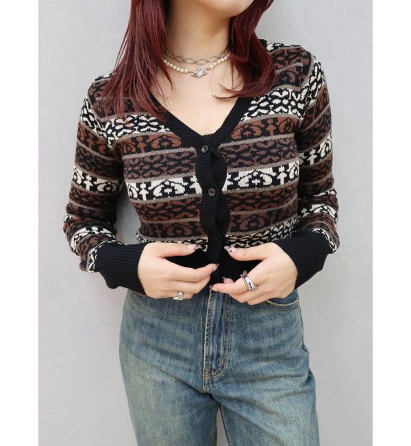 EVRIS「オリジナルジャガードショートニットカーディガン」|カーディガン|