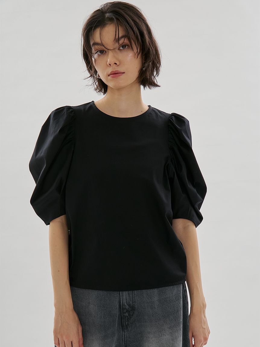 emmi atelier「デザインスリーブTシャツ」|Tシャツ・カットソー|BLK