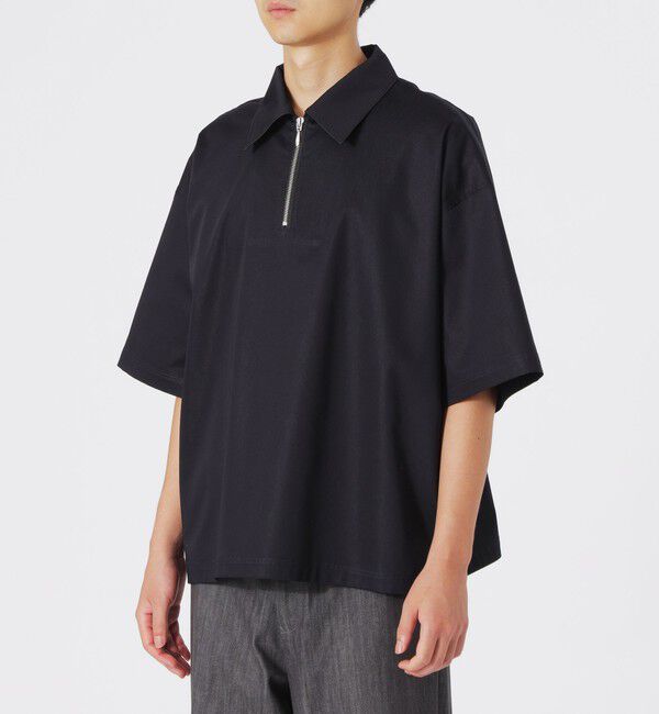  「シャンブレーサテンハーフジップポロ」|シャツ・ブラウス|