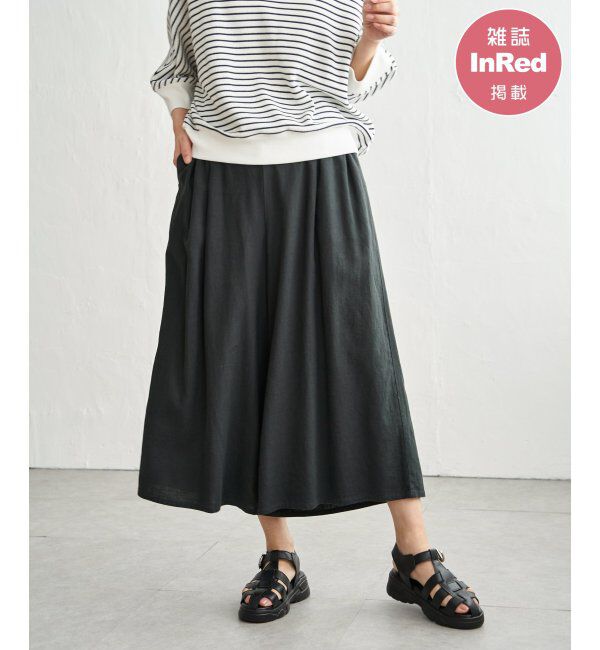 ikka「【雑誌InRed5月号掲載】デニム／レーヨンリネンガウチョ」|デニム|チャコール