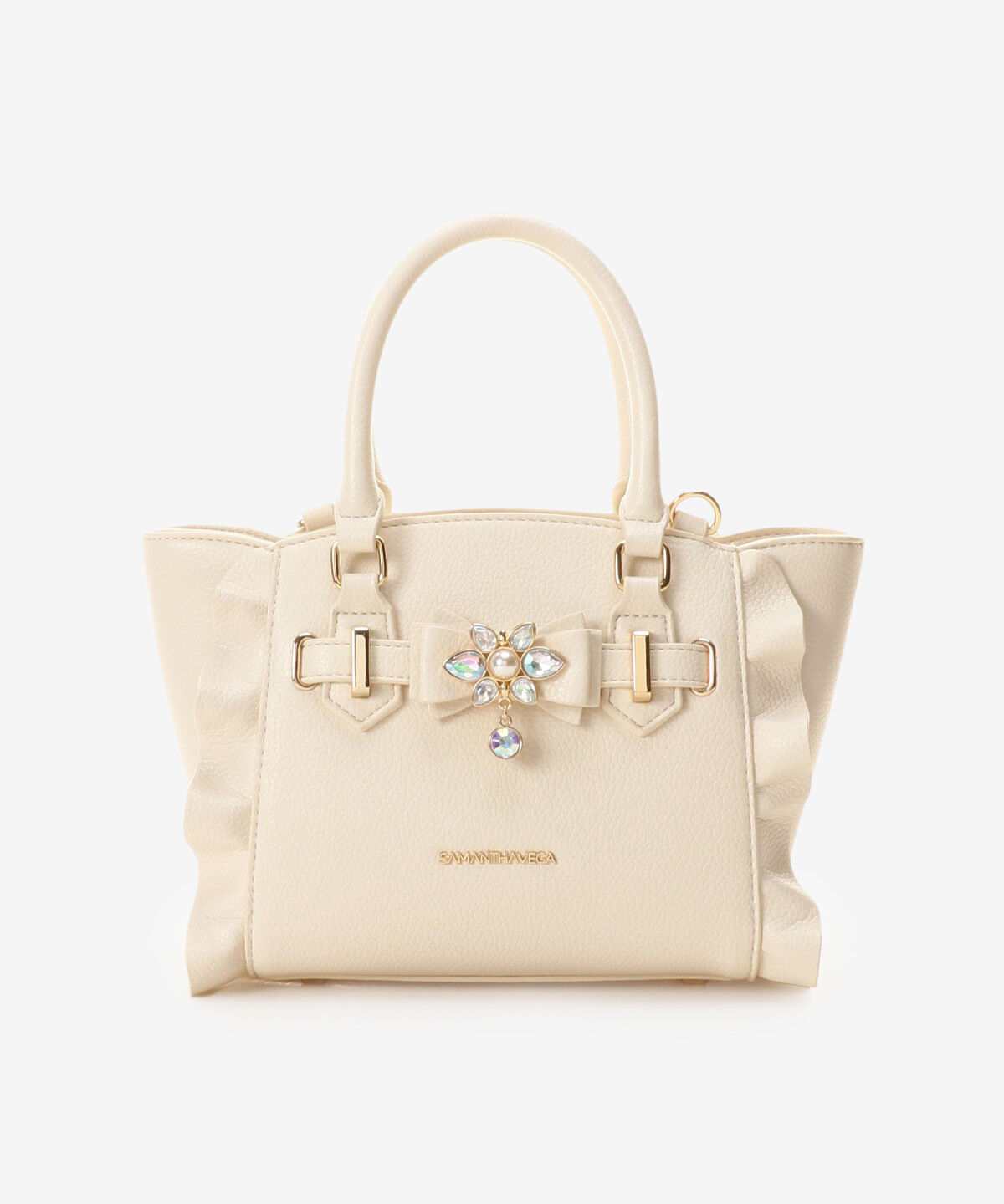 Samantha Vega「ビジューリボンフラッター(ミニ)」|ショルダー・メッセンジャー|オフホワイト